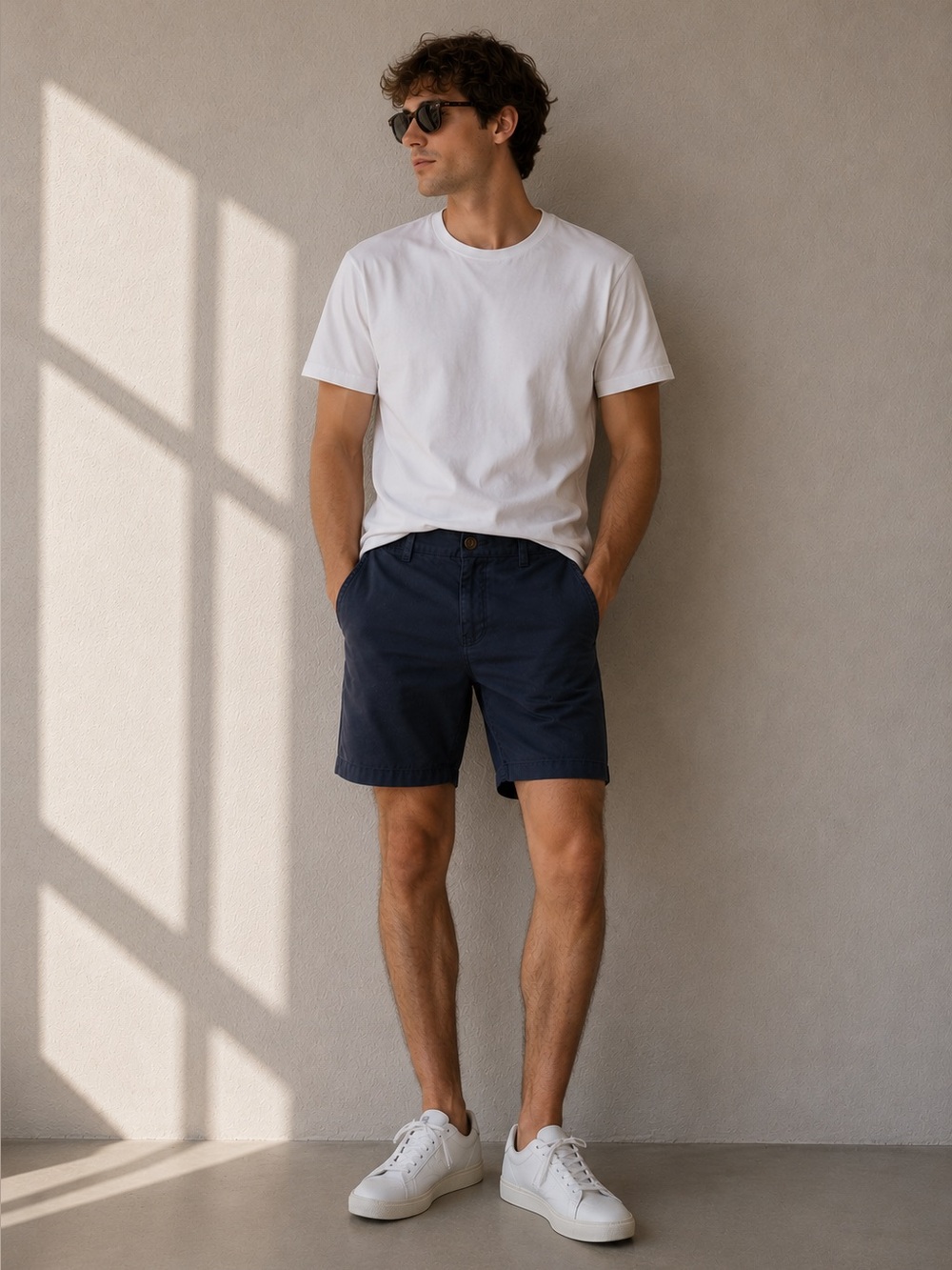 next Men's Dark Navy Flat Front Cotton Shorts